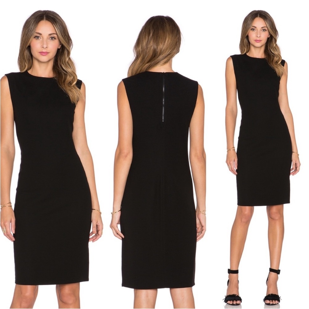 Vince. Black Sleeveless Rib Pencil/Sheath Dress